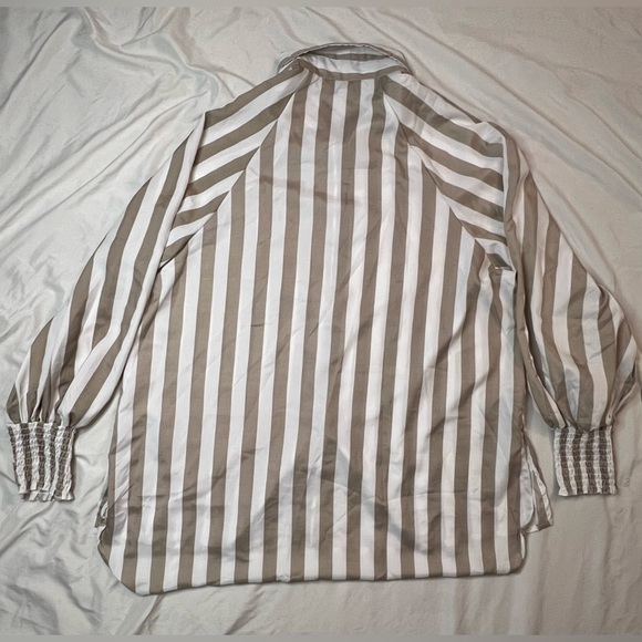 NWOT Spoon Jeans Tan/Ivory Flowy Blouse - Picture 2 of 6